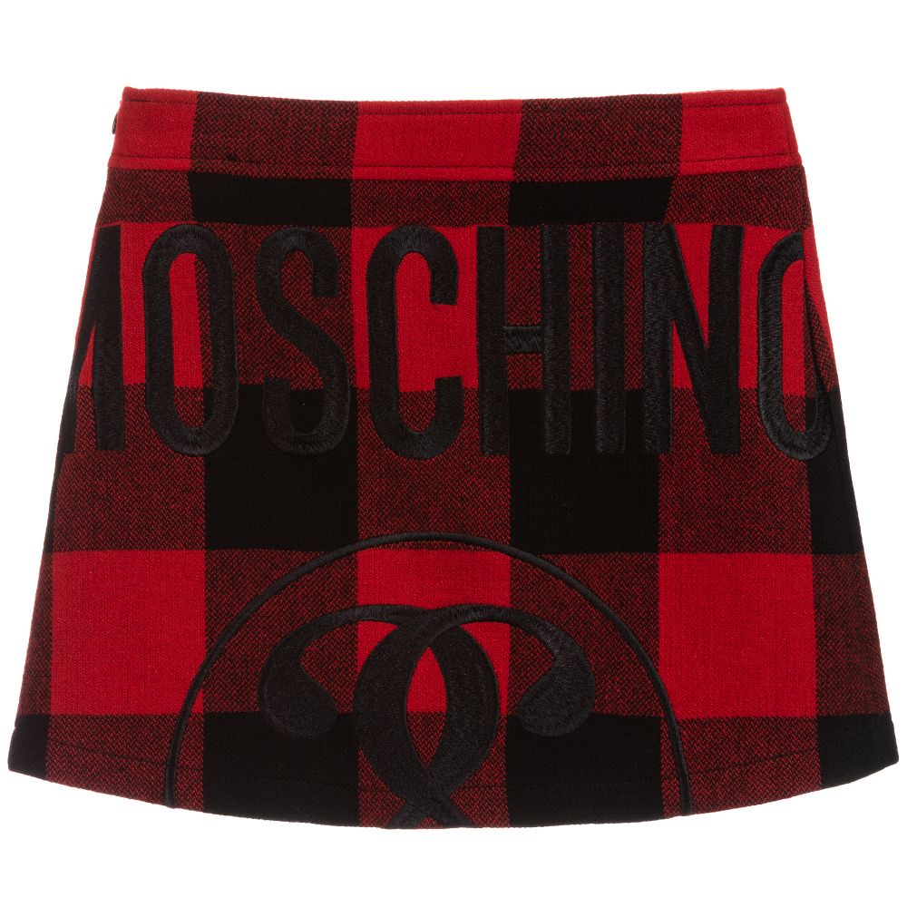 最初の MOSCHINO スカート チェック ロゴ ティーン モスキーノ TEEN 
