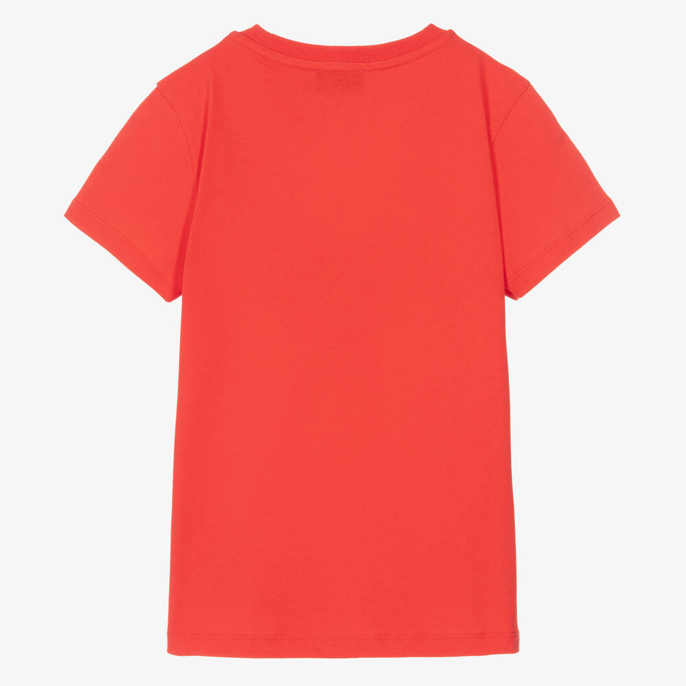 Moschino Kid-Teen-Teen Red Cotton Bear Patch T-Shirt | Childrensalon Outlet