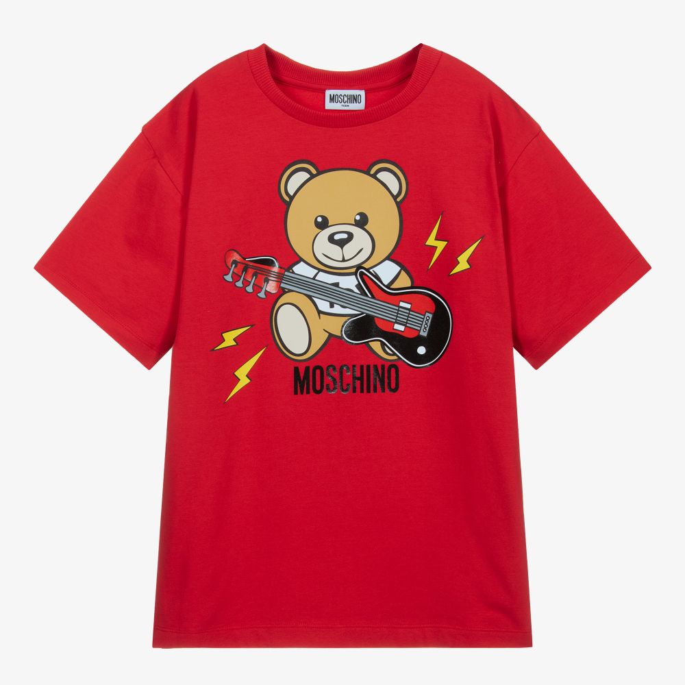 Moschino Kid-Teen - Красная хлопковая футболка для подростков | Childrensalon