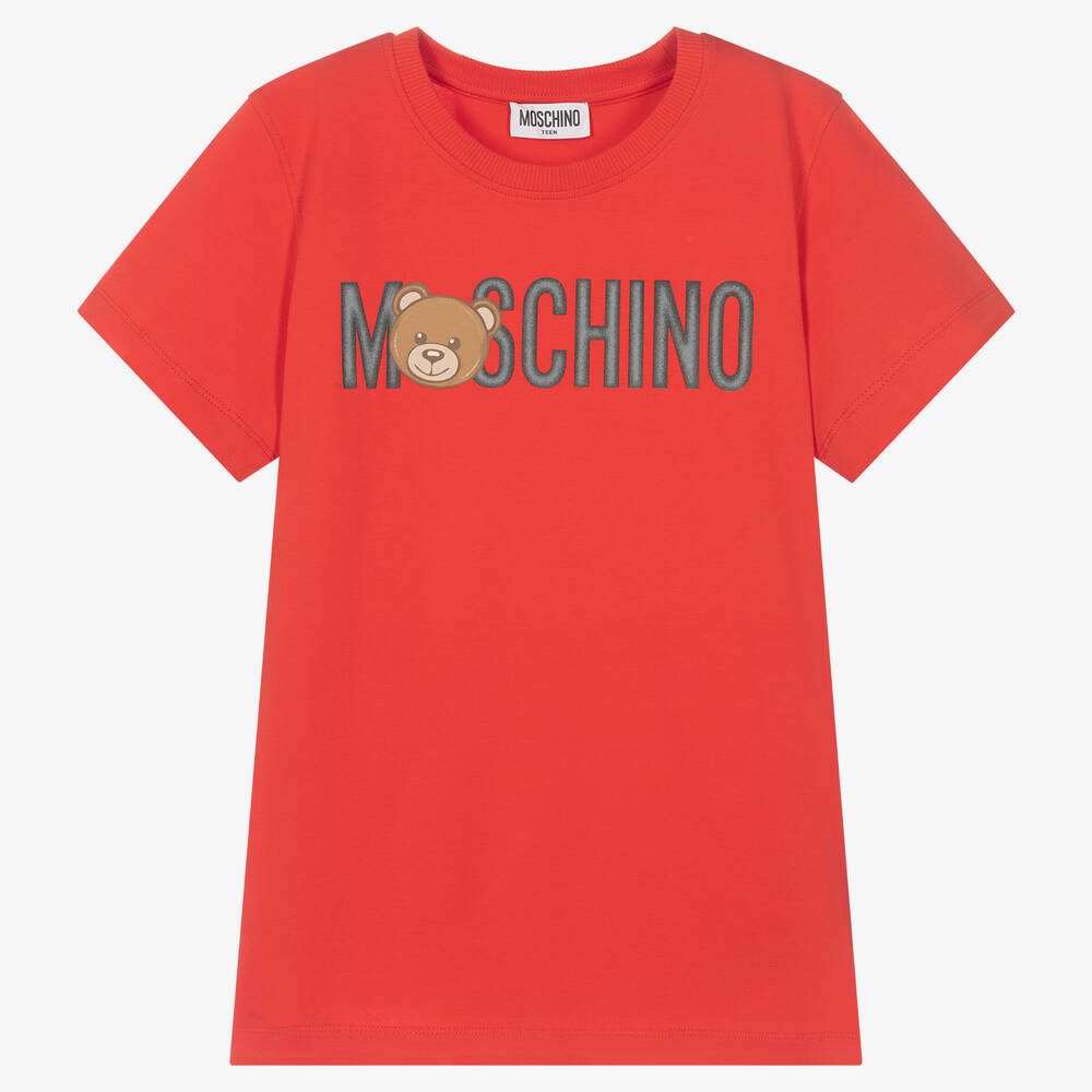Moschino Kid-Teen - Teen Red Cotton Logo T-Shirt | Childrensalon
