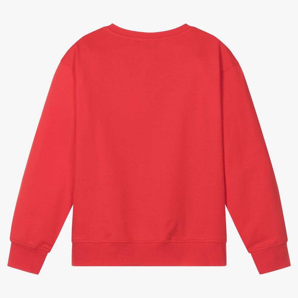Moschino Kid-Teen-Teen Red Cotton Montage Teddy Sweatshirt | Childrensalon Outlet