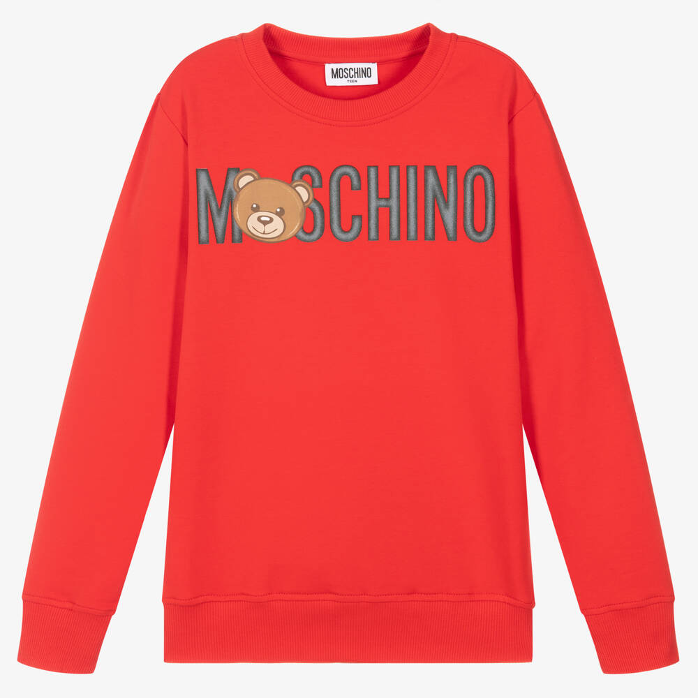 Moschino Kid-Teen - Красный хлопковый свитшот для подростков | Childrensalon