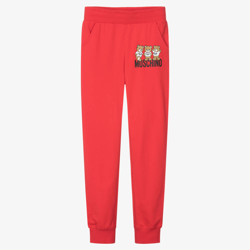 Moschino Kid-Teen-Teen Red Cotton Teddy Bear Joggers | Childrensalon Outlet