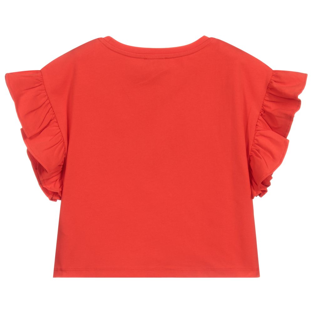 Moschino Kid-Teen-Teen Red Logo Cropped Top | Childrensalon Outlet