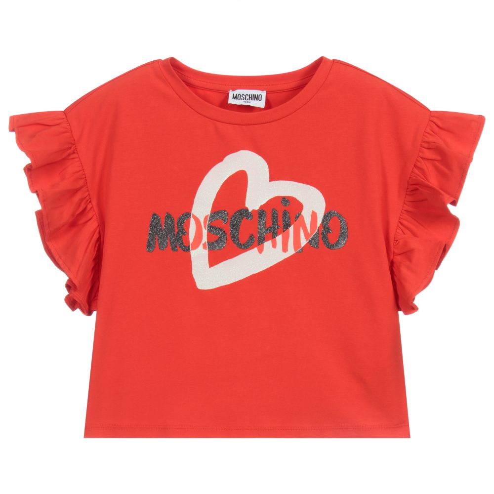 Moschino Kid-Teen - Haut court rouge à logo Ado | Childrensalon