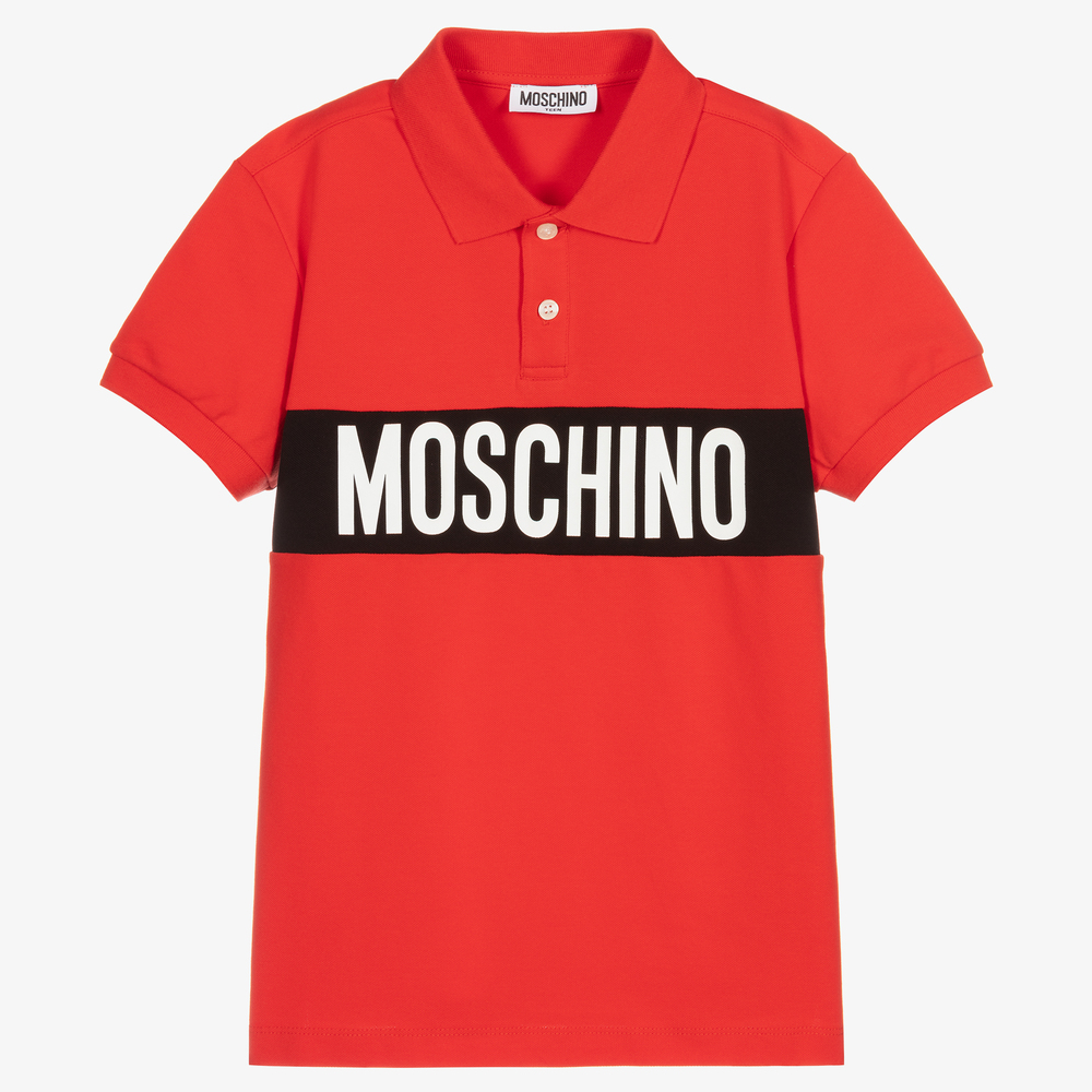 Moschino Kid-Teen - Красная рубашка поло для подростков | Childrensalon