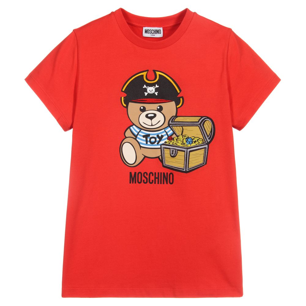 Moschino Kid-Teen - Красная футболка с логотипом для подростков | Childrensalon