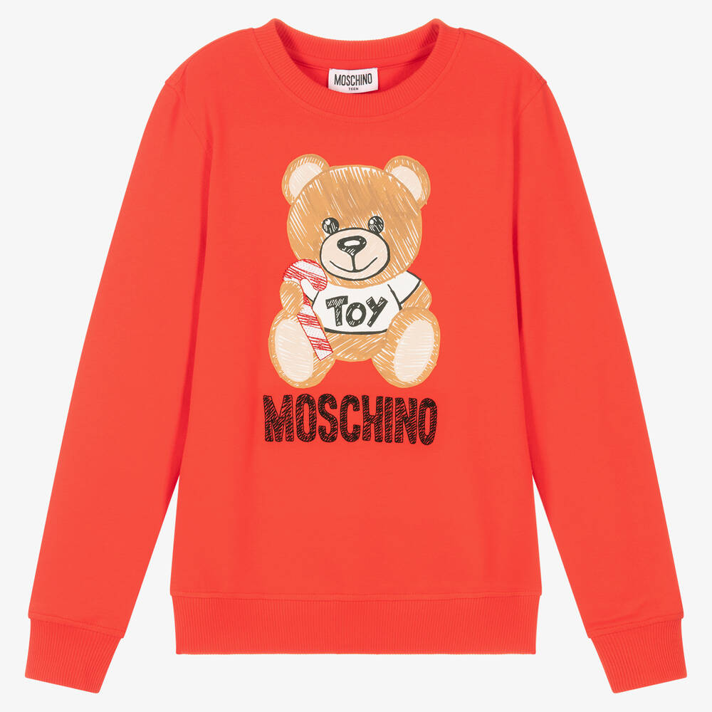 Moschino Kid-Teen - Rotes Teen Sweatshirt mit Teddy-Motiv | Childrensalon