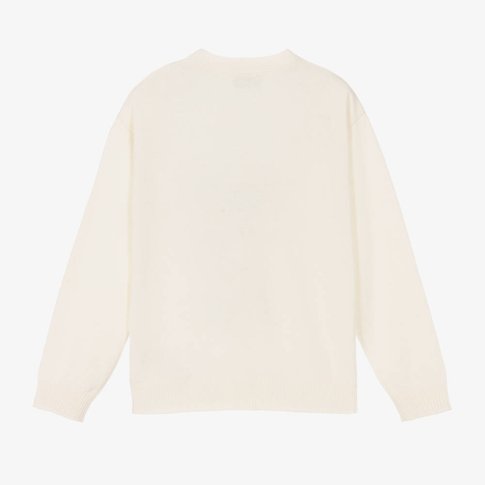 Moschino Kid-Teen-كنزة تينز قطن وصوف لون عاجي | Childrensalon Outlet