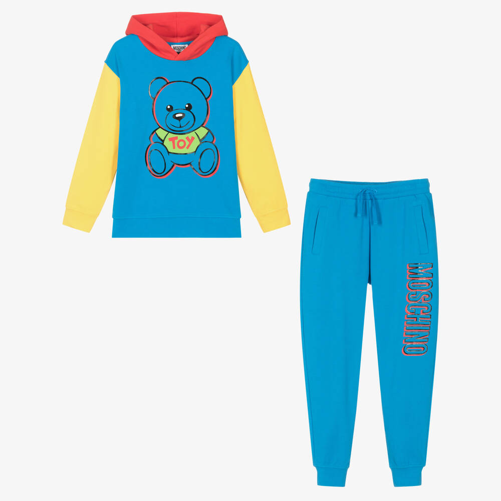 Moschino Kid-Teen - تراكسوت هودي تينز قطن جيرسي لون أزرق | Childrensalon