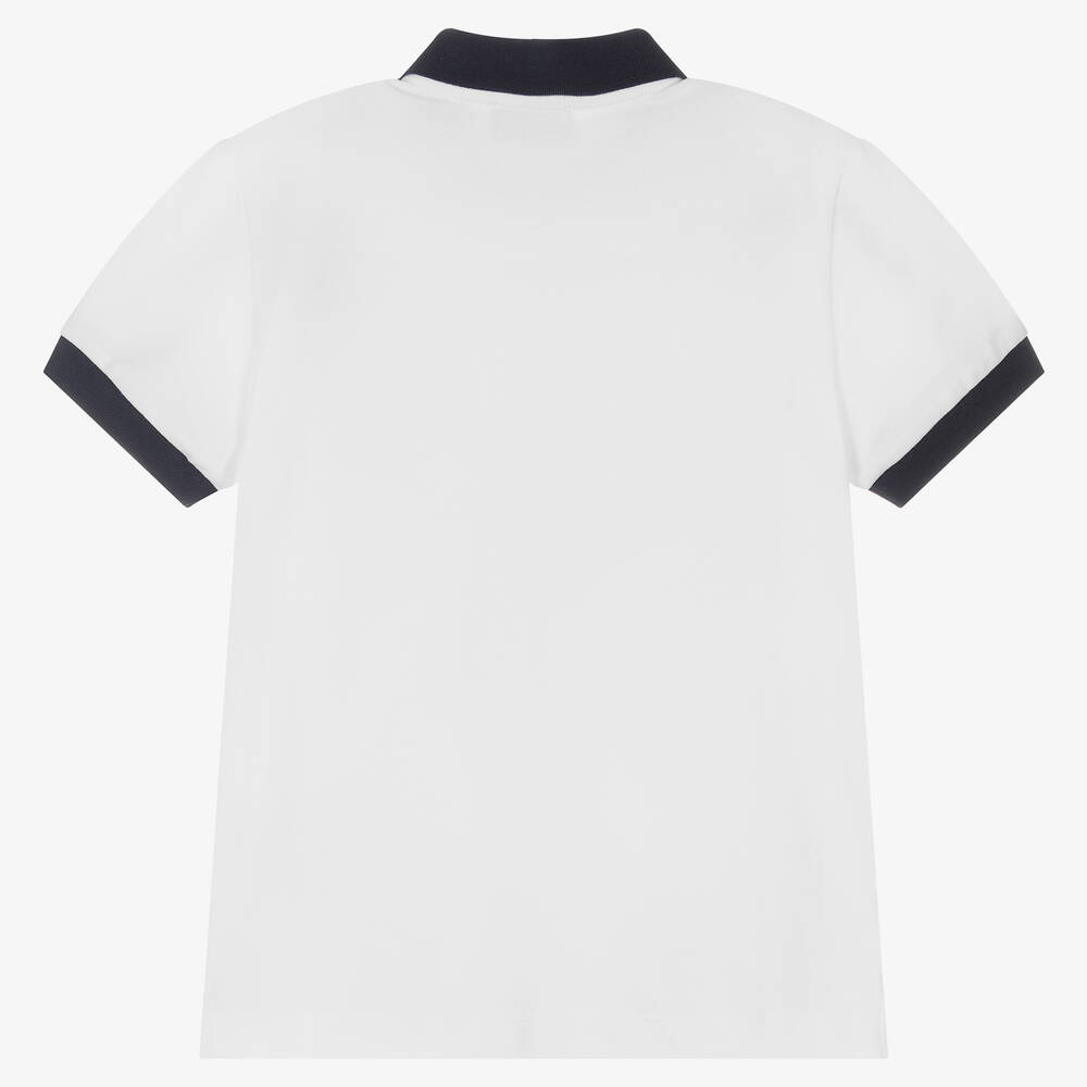 Moschino Kid-Teen-Teen White & Blue Sailing Boat Polo Shirt | Childrensalon Outlet
