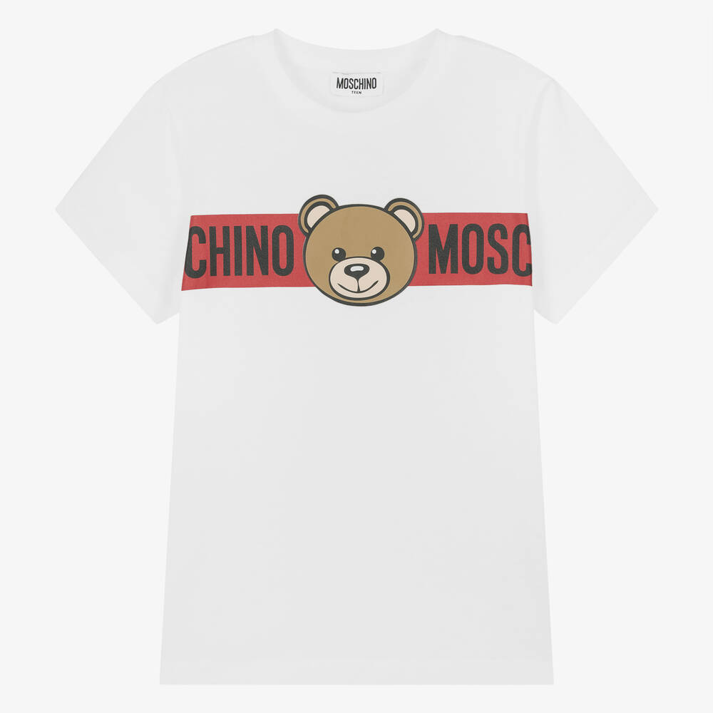 Teen White Cotton Bear Graphic T Shirt