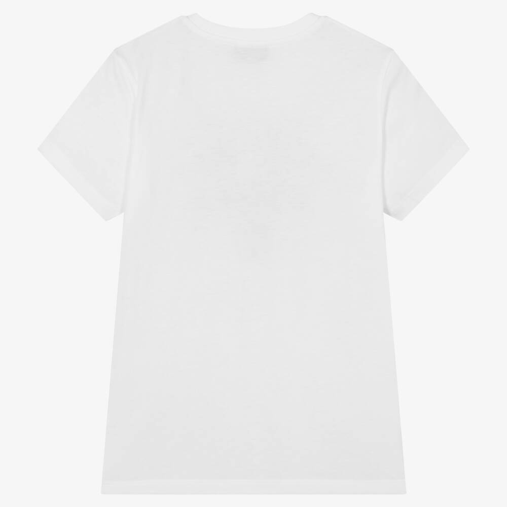 Moschino Kid-Teen-Teen White Cotton Double Smiley T-Shirt | Childrensalon Outlet