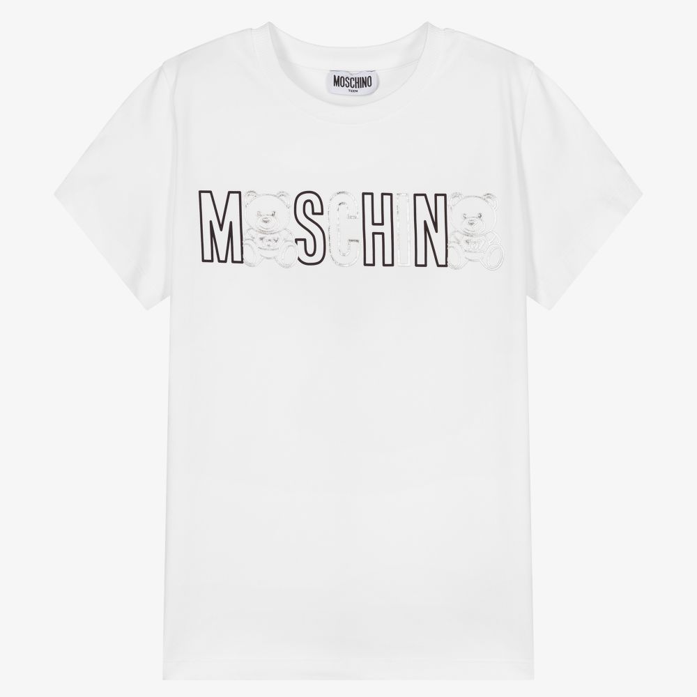 Moschino Kid-Teen - Белая хлопковая футболка для подростков | Childrensalon