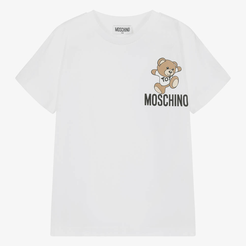 Moschino Kid-Teen-Teen White Cotton T-Shirt | Childrensalon Outlet