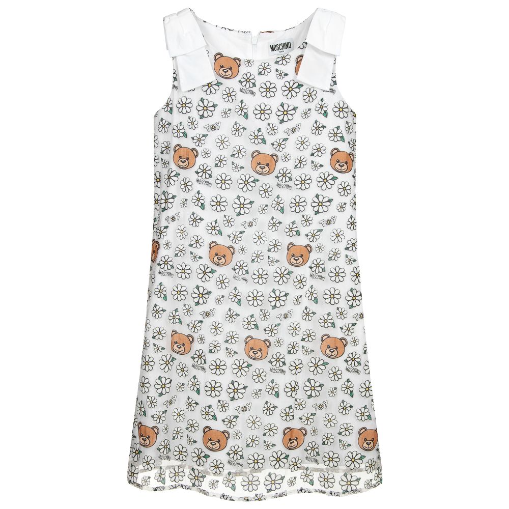 Moschino Kid-Teen-Teen White Daisy Logo Dress | Childrensalon Outlet