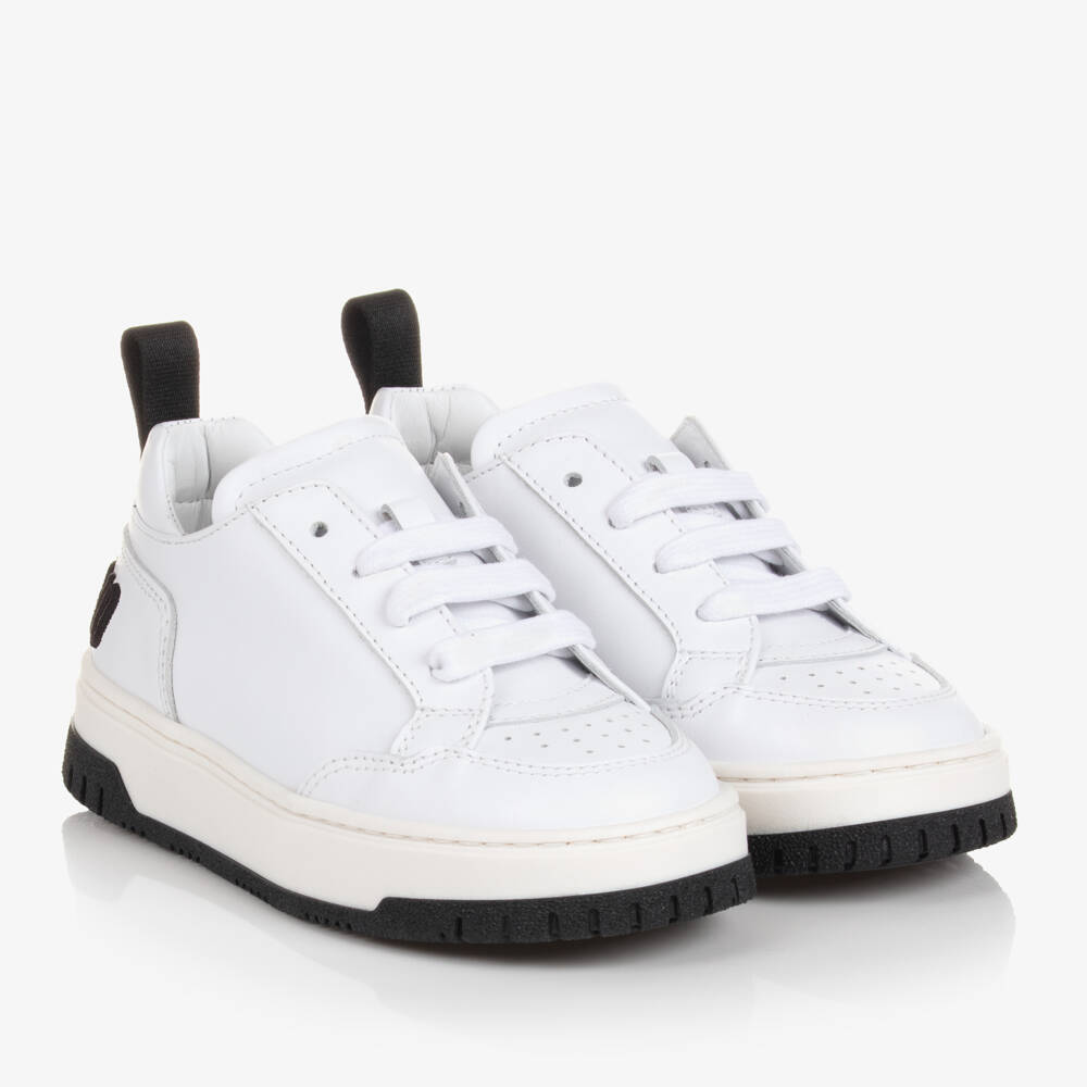 Moschino Kid-Teen-Teen White Leather Logo Trainers | Childrensalon Outlet