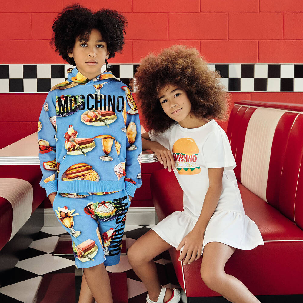 موسكينو Kid-Teen-فستان تينز قطن جيرسي لون أبيض | Childrensalon Outlet