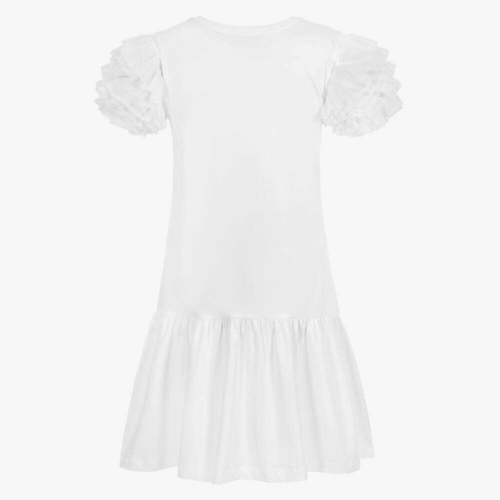 Moschino Kid-Teen-فستان قطن جيرسي لون أبيض تينز بناتي | Childrensalon Outlet