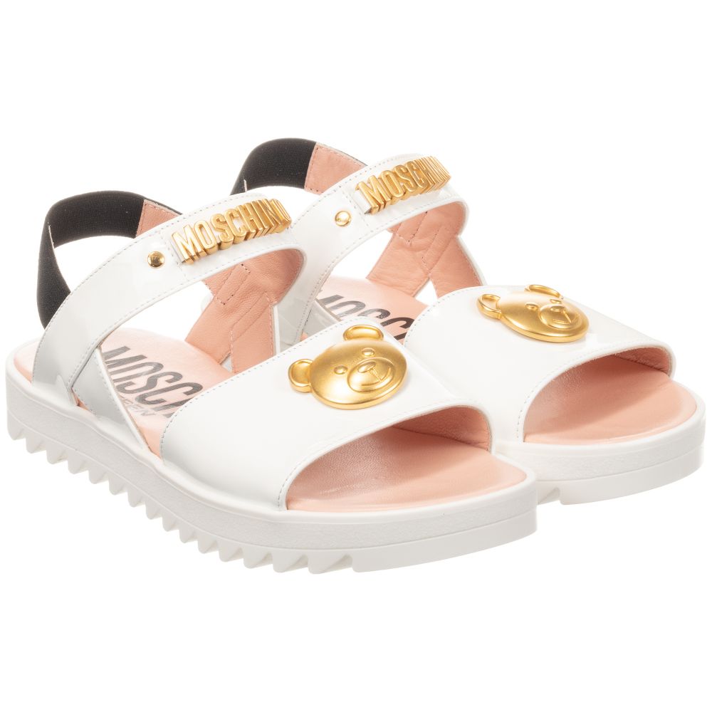 Moschino Kid-Teen - Teen White Logo Sandals | Childrensalon