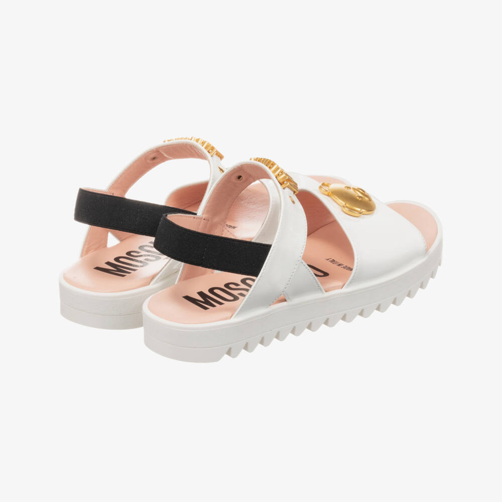 Moschino Kid-Teen-Teen White Logo Sandals | Childrensalon Outlet
