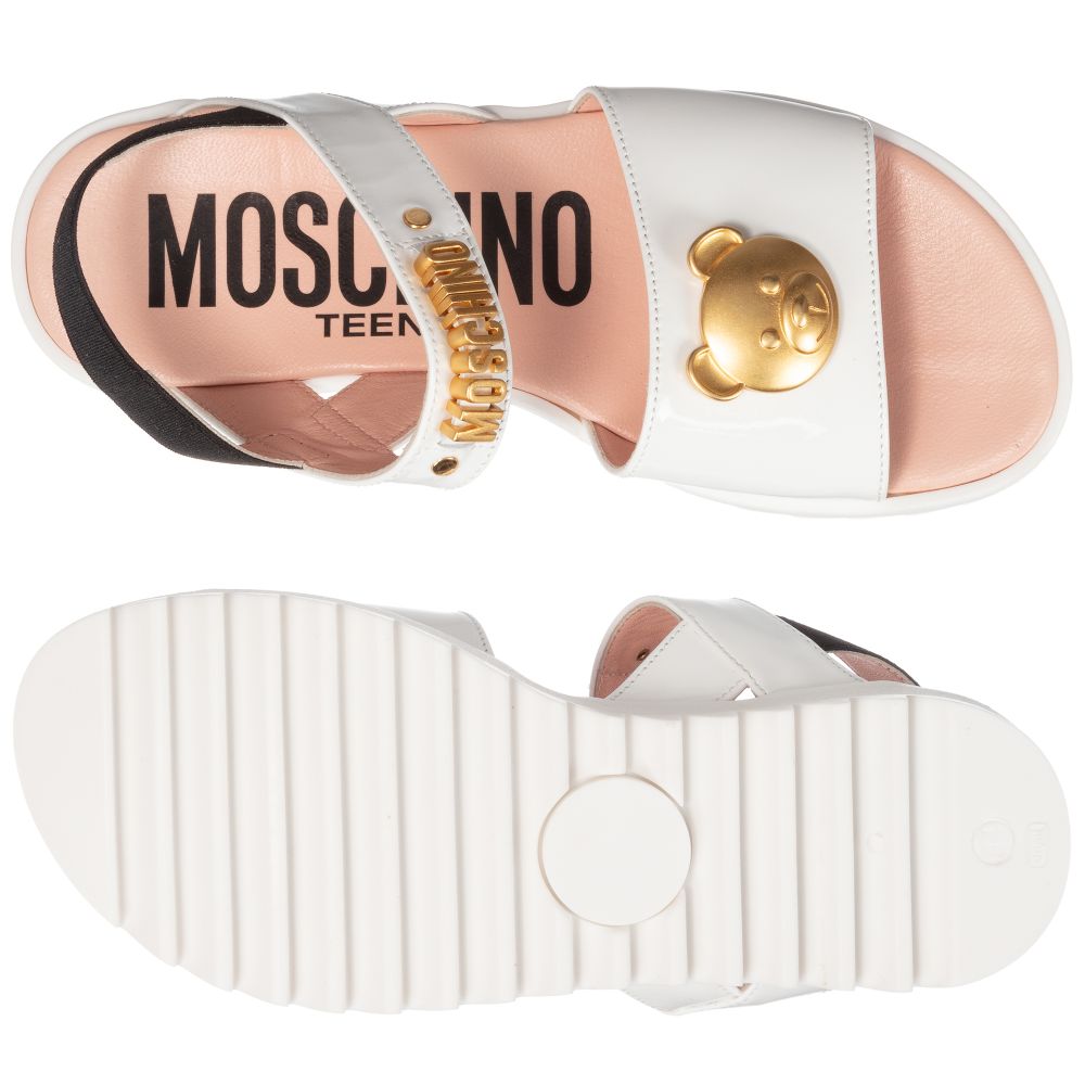 Moschino Kid-Teen - Teen White Logo Sandals | Childrensalon