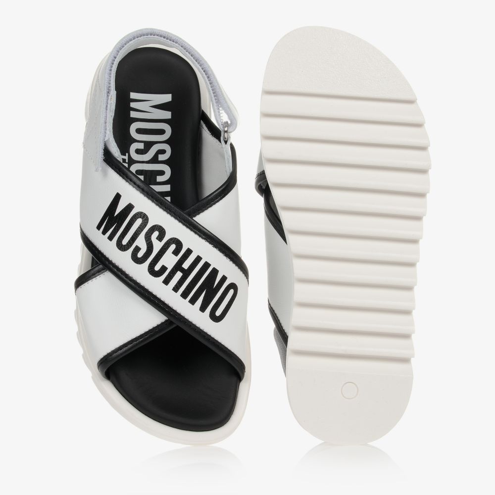 موسكينو Kid-Teen-صندل تينز جلد لون أبيض وأسود | Childrensalon Outlet