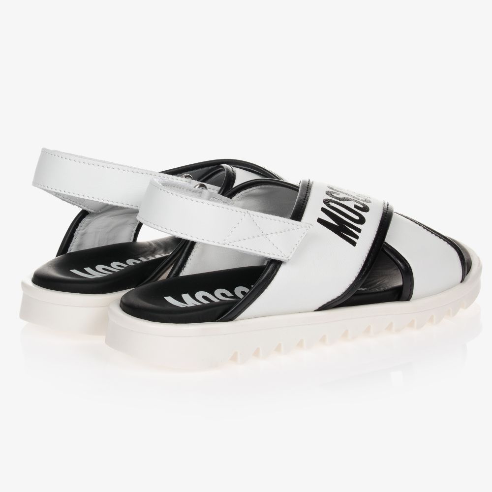 موسكينو Kid-Teen-صندل تينز جلد لون أبيض وأسود | Childrensalon Outlet