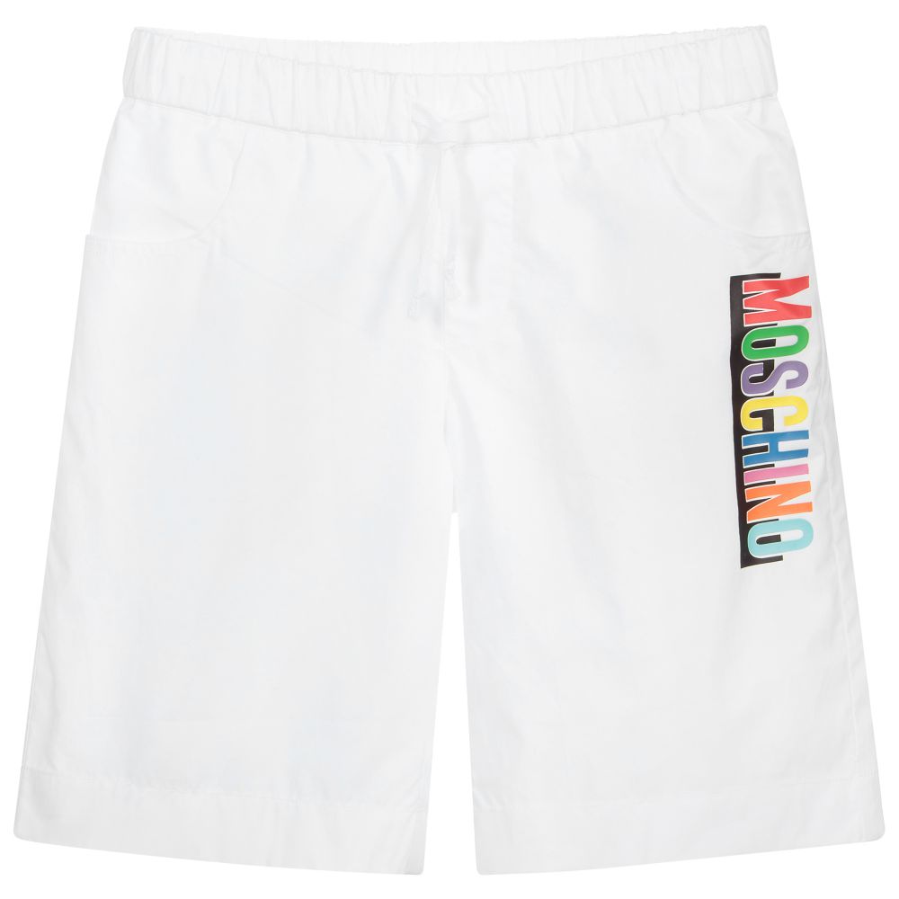 Moschino Kid-Teen - Teen White Logo Shorts | Childrensalon