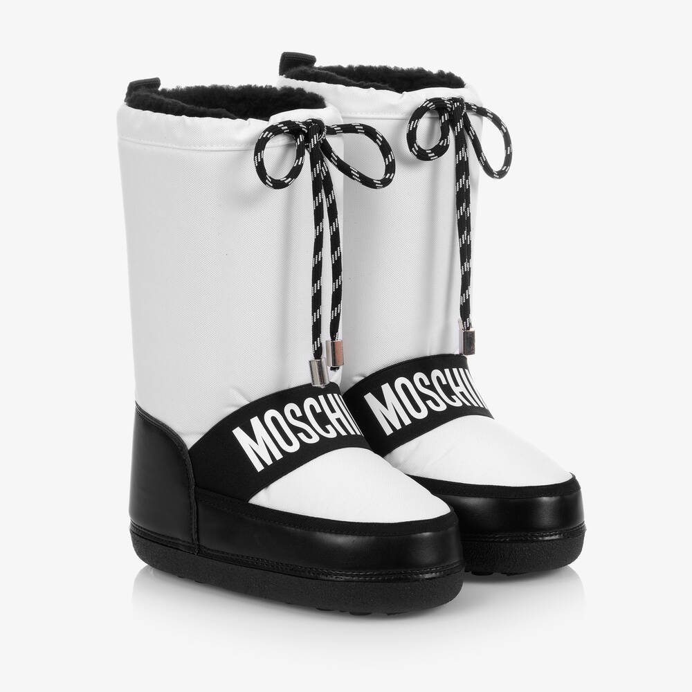 Moschino Kid-Teen - Teen White Logo Snow Boots | Childrensalon