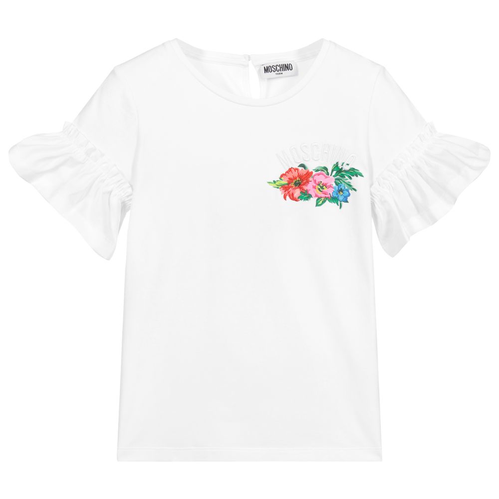 Moschino Kid-Teen-Teen White Logo T-Shirt | Childrensalon Outlet