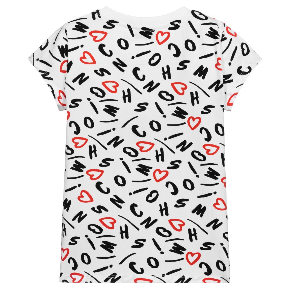 موسكينو Kid-Teen-تيشيرت قطن جيرسي لون أبيض، أحمر وأسود | Childrensalon Outlet