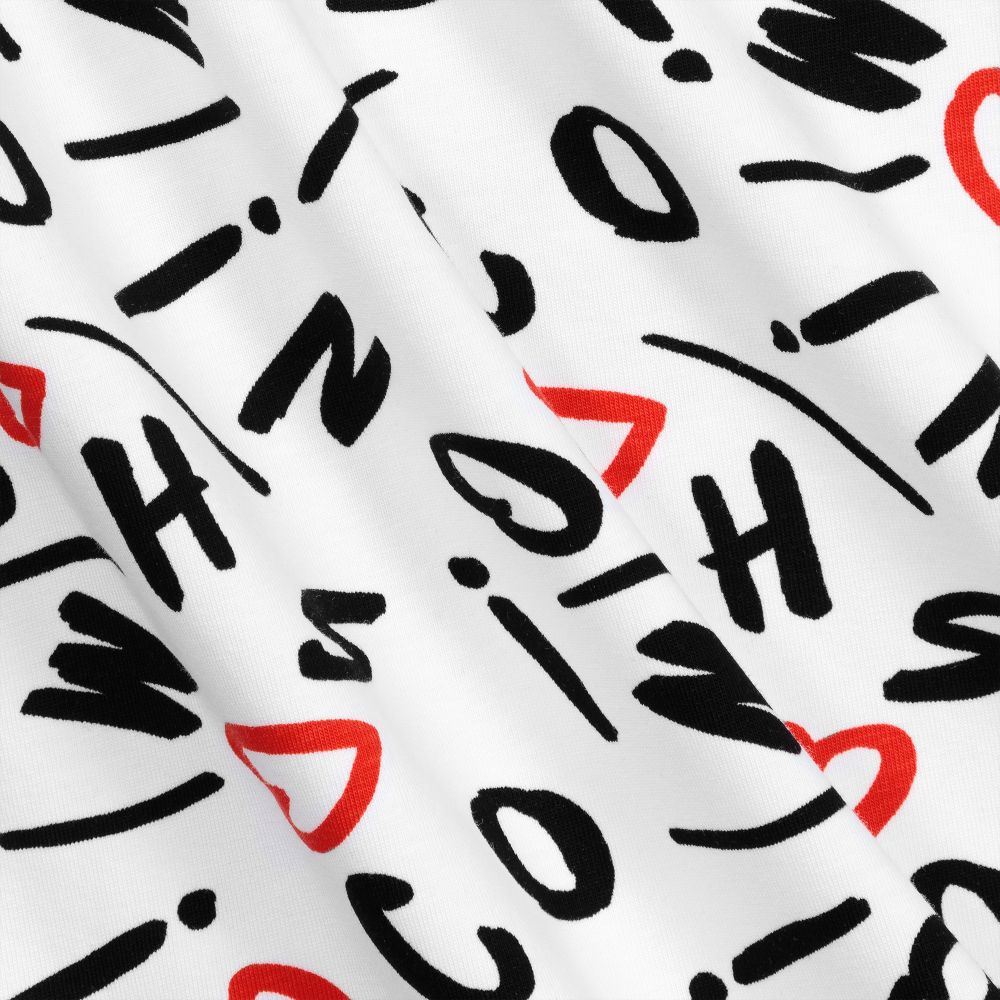 موسكينو Kid-Teen-تيشيرت قطن جيرسي لون أبيض، أحمر وأسود | Childrensalon Outlet