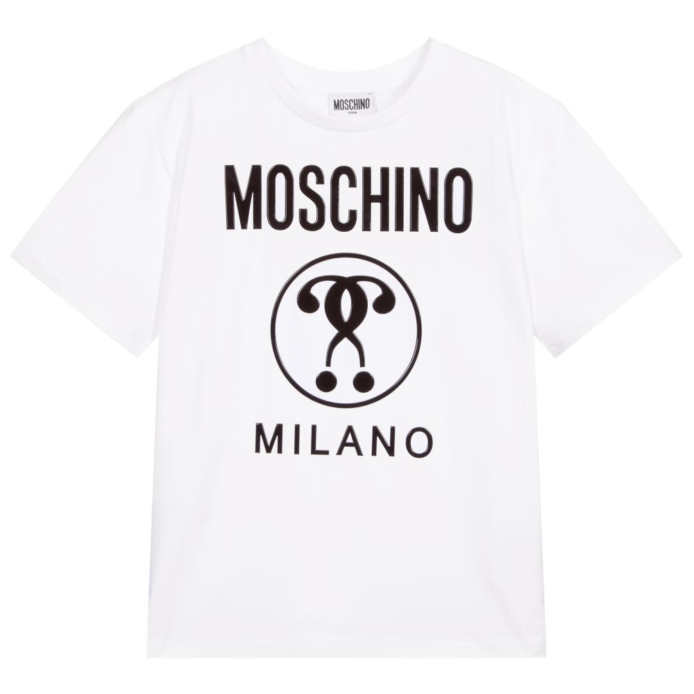 Moschino Kid-Teen - Белая футболка для подростков | Childrensalon