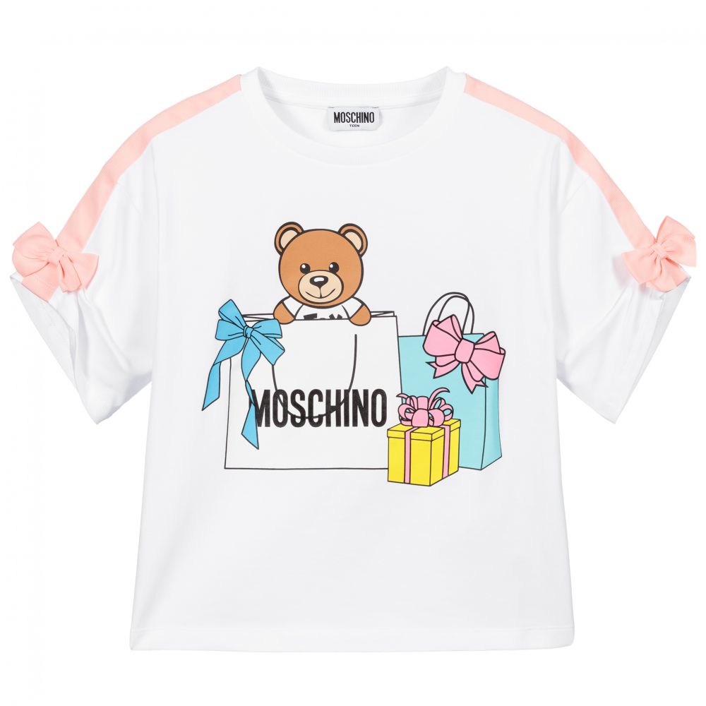Moschino Kid-Teen - Weißes Teen T-Shirt mit Logo | Childrensalon