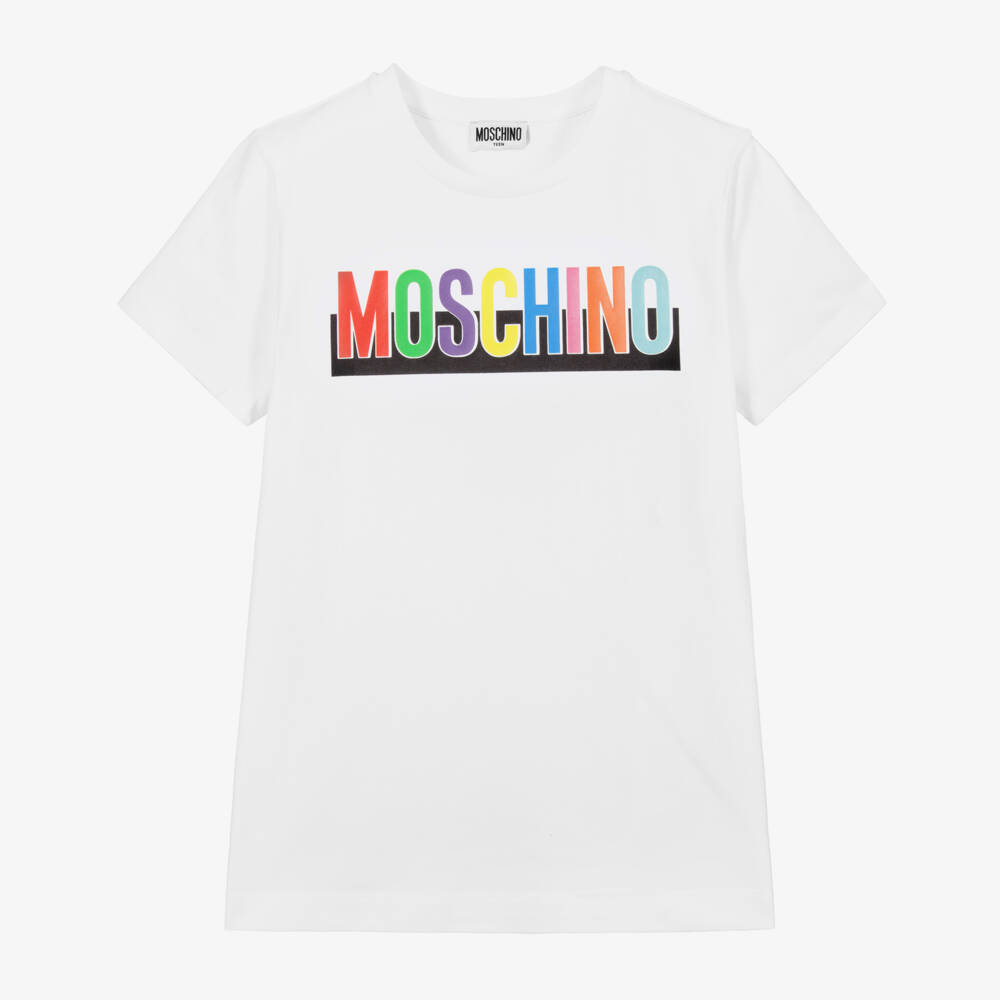 Moschino Kid-Teen-Teen White Logo T-Shirt | Childrensalon Outlet
