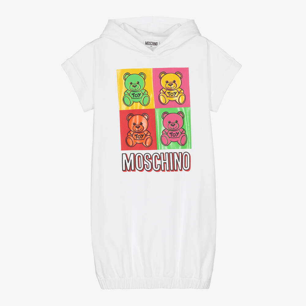 Moschino Kid-Teen - Белое платье с рисунком в стиле поп-арта для подростков | Childrensalon