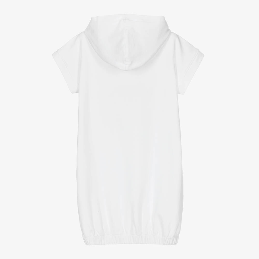 Moschino Kid-Teen-فستان هودي تينز بناتي قطن جيرسي لون أبيض | Childrensalon Outlet