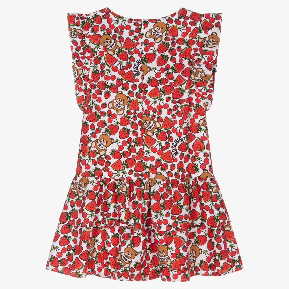 Moschino Kid-Teen-Teen White & Red Logo Dress | Childrensalon Outlet