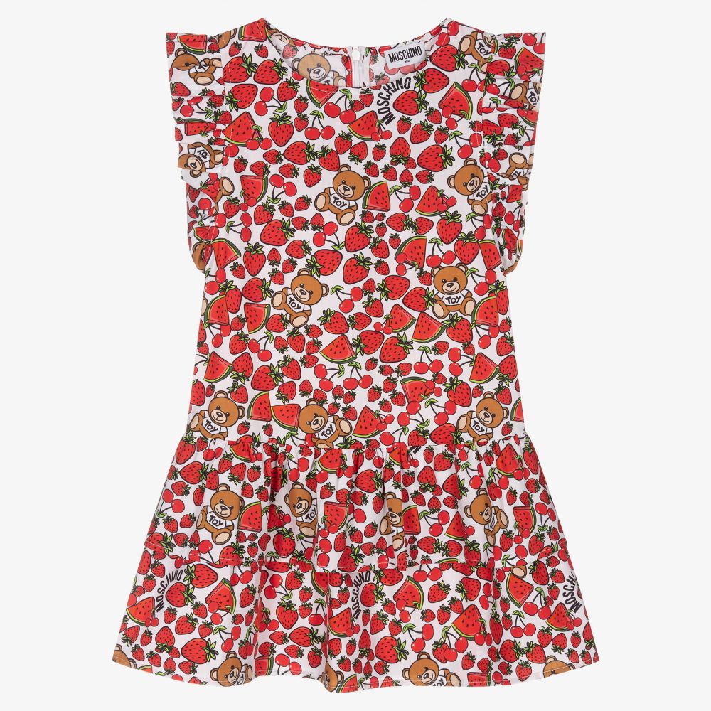 Moschino Kid-Teen - Teen White & Red Logo Dress | Childrensalon