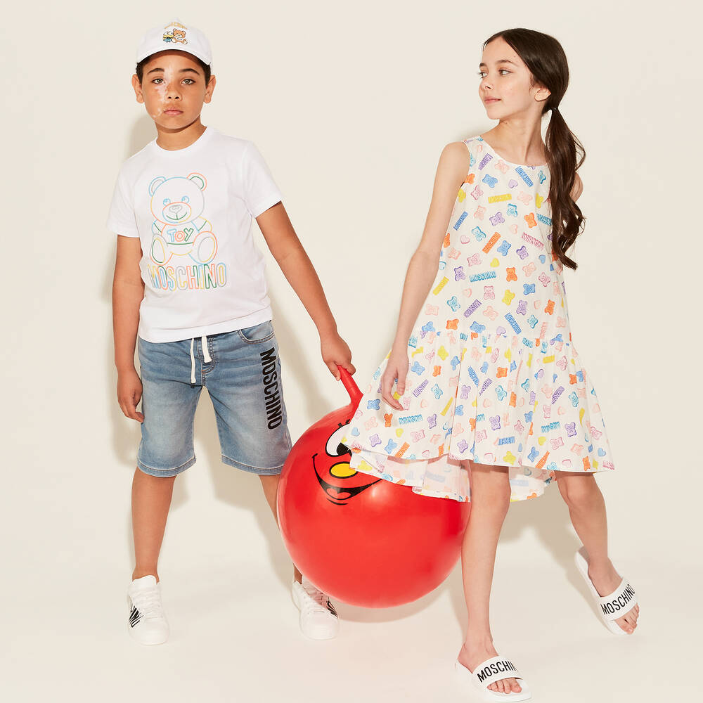 Moschino Kid-Teen-Teen White Teddy Bear Dress | Childrensalon Outlet