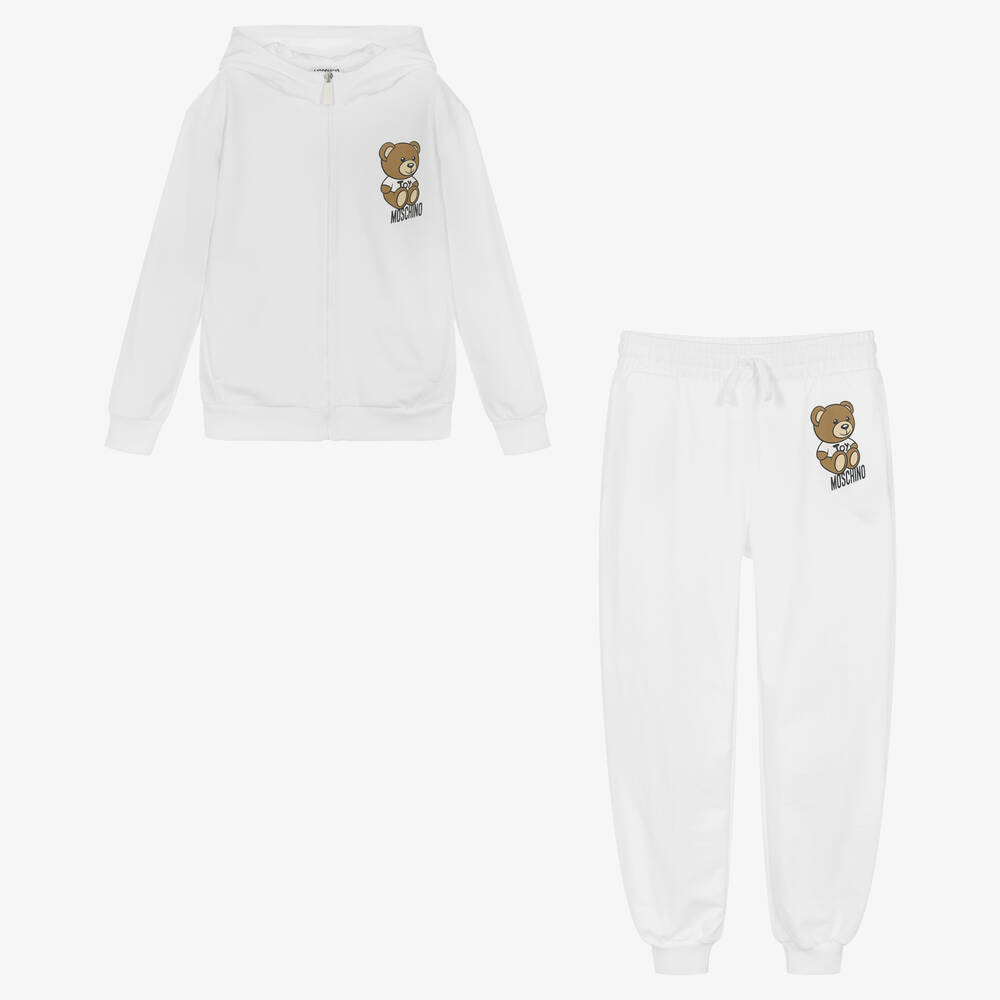 Moschino Kid-Teen - Teen White Teddy Bear Logo Tracksuit | Childrensalon