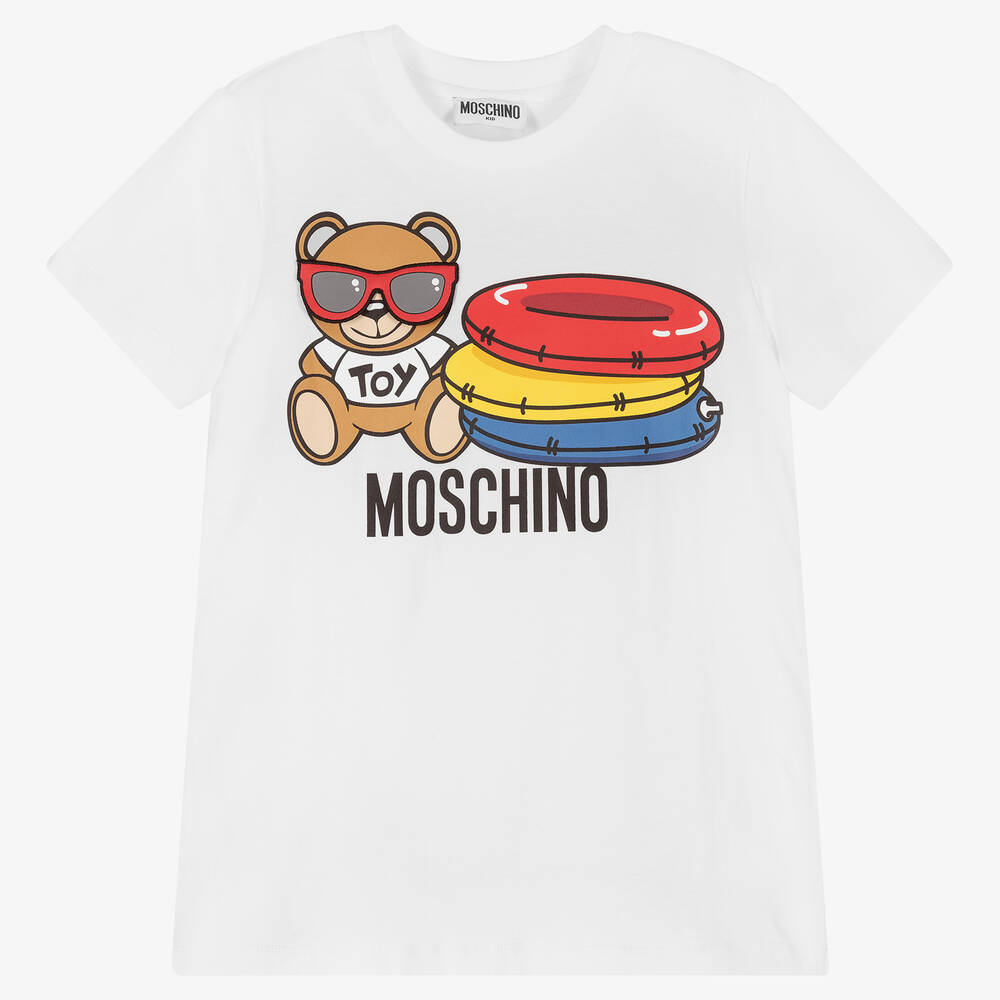 Moschino Kid-Teen - Weißes Teen T-Shirt mit Teddybär | Childrensalon