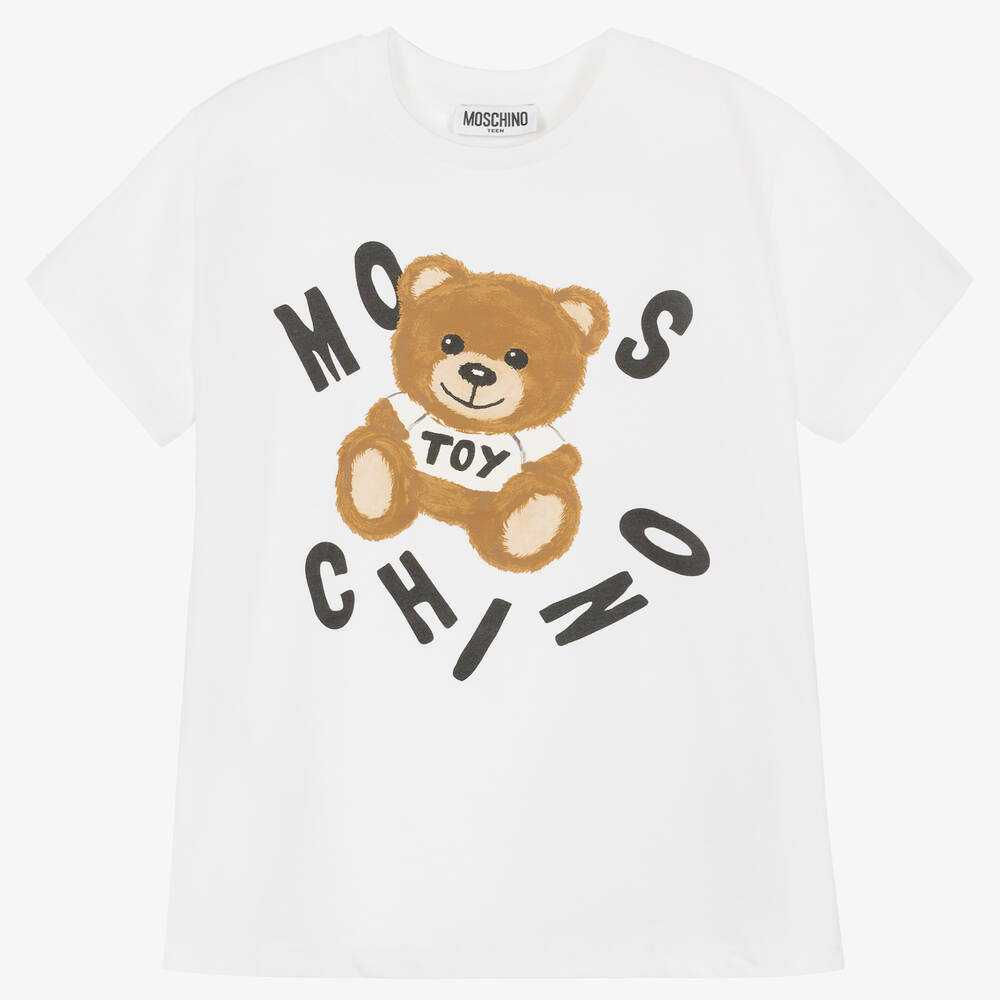 Moschino Kid-Teen - Weißes Teen T-Shirt mit Teddybär | Childrensalon