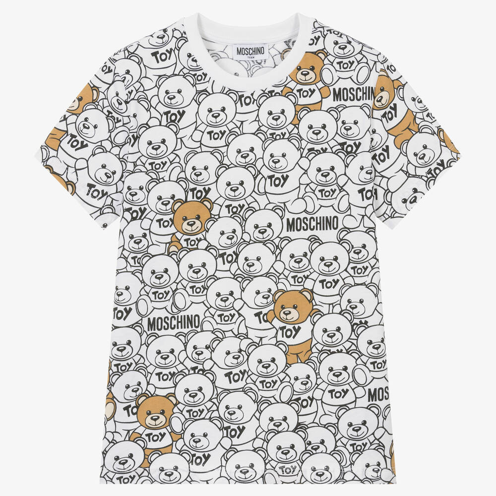 Moschino Kid-Teen - Белая футболка с медвежатами | Childrensalon