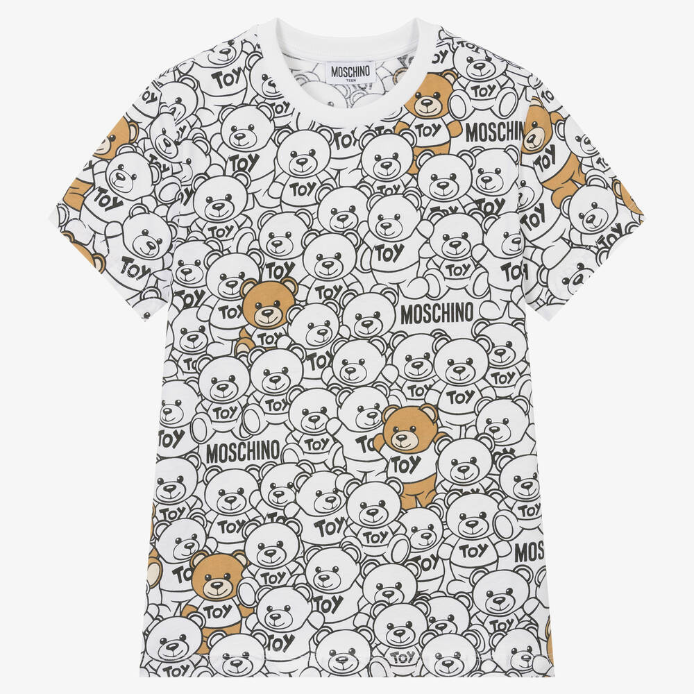 Moschino Кид-Тин-Белая футболка с медвежатами | Childrensalon Outlet