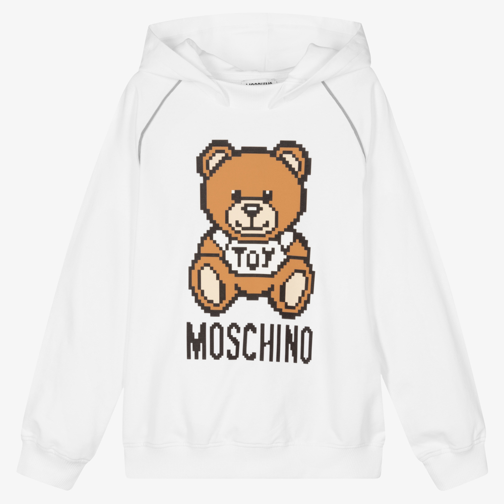 Moschino Kid-Teen - Weißer Teen Teddy-Kapuzenpulli | Childrensalon