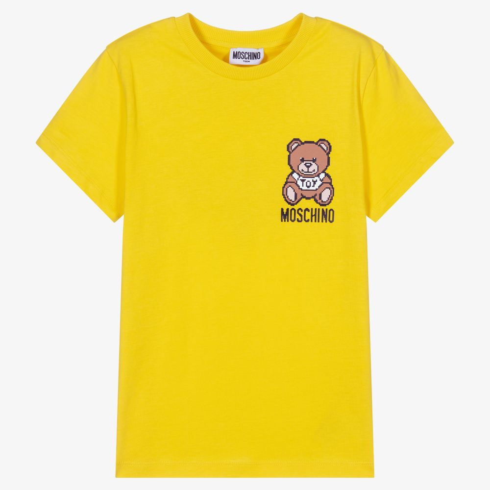 Moschino Kid-Teen - Желтая футболка с медвежонком для подростков | Childrensalon