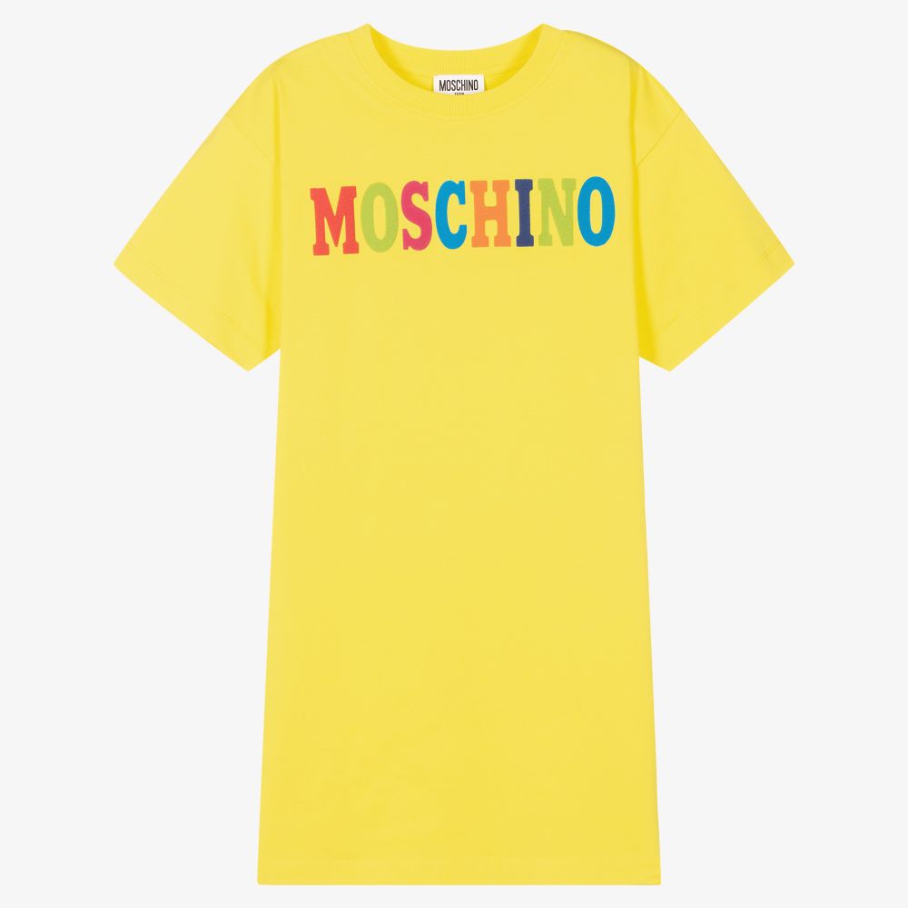 Moschino Kid-Teen-Teen Yellow Cotton Logo Dress | Childrensalon Outlet
