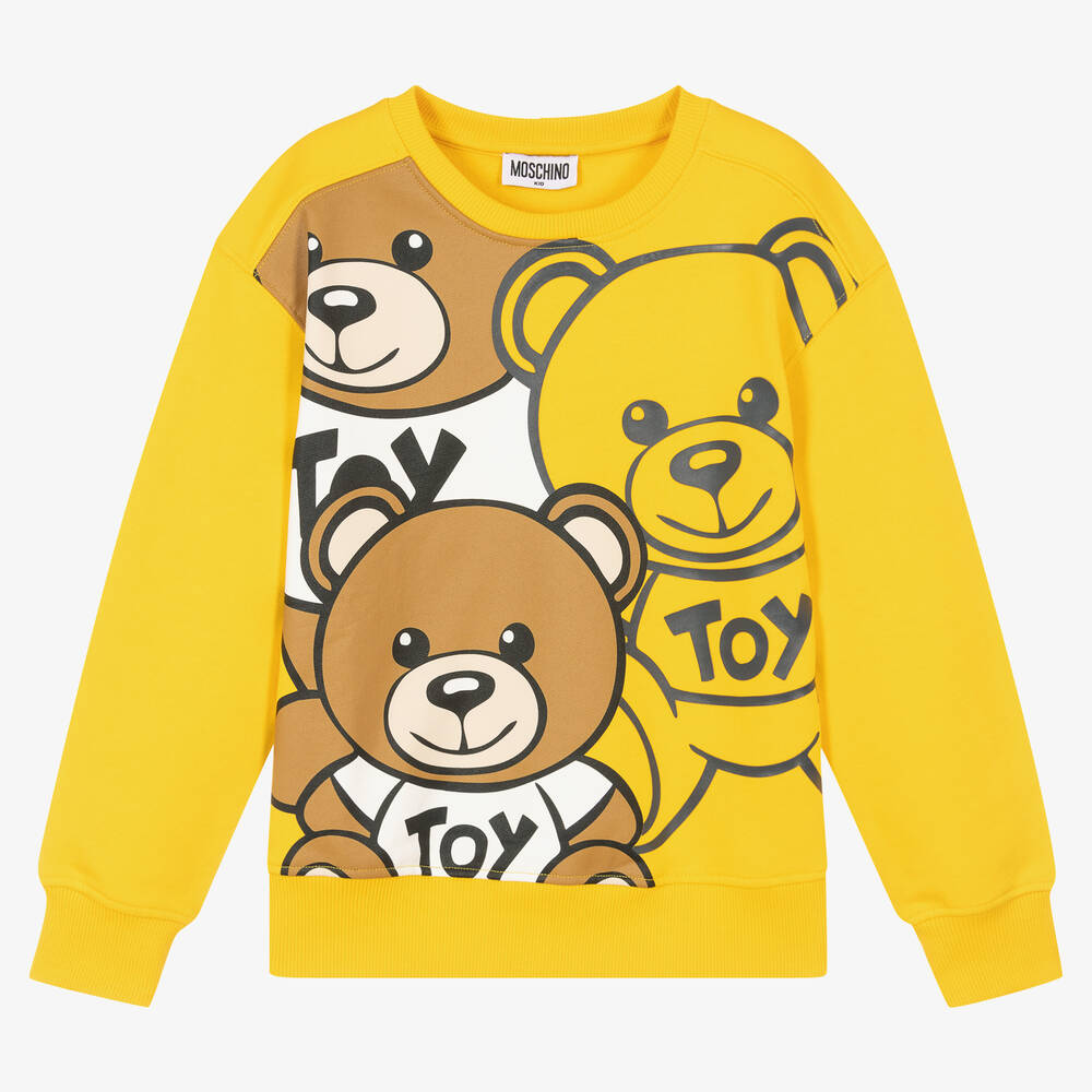 Moschino Kid-Teen - Желтый хлопковый свитшот с медвежатами | Childrensalon